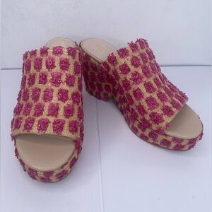 Cecelia New York Nordstrom Frost Flower Pink and Tan Textured Mule Platforms